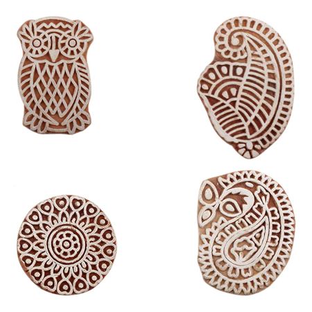 Set of 4 Piece New Mix Wooden Printing Block